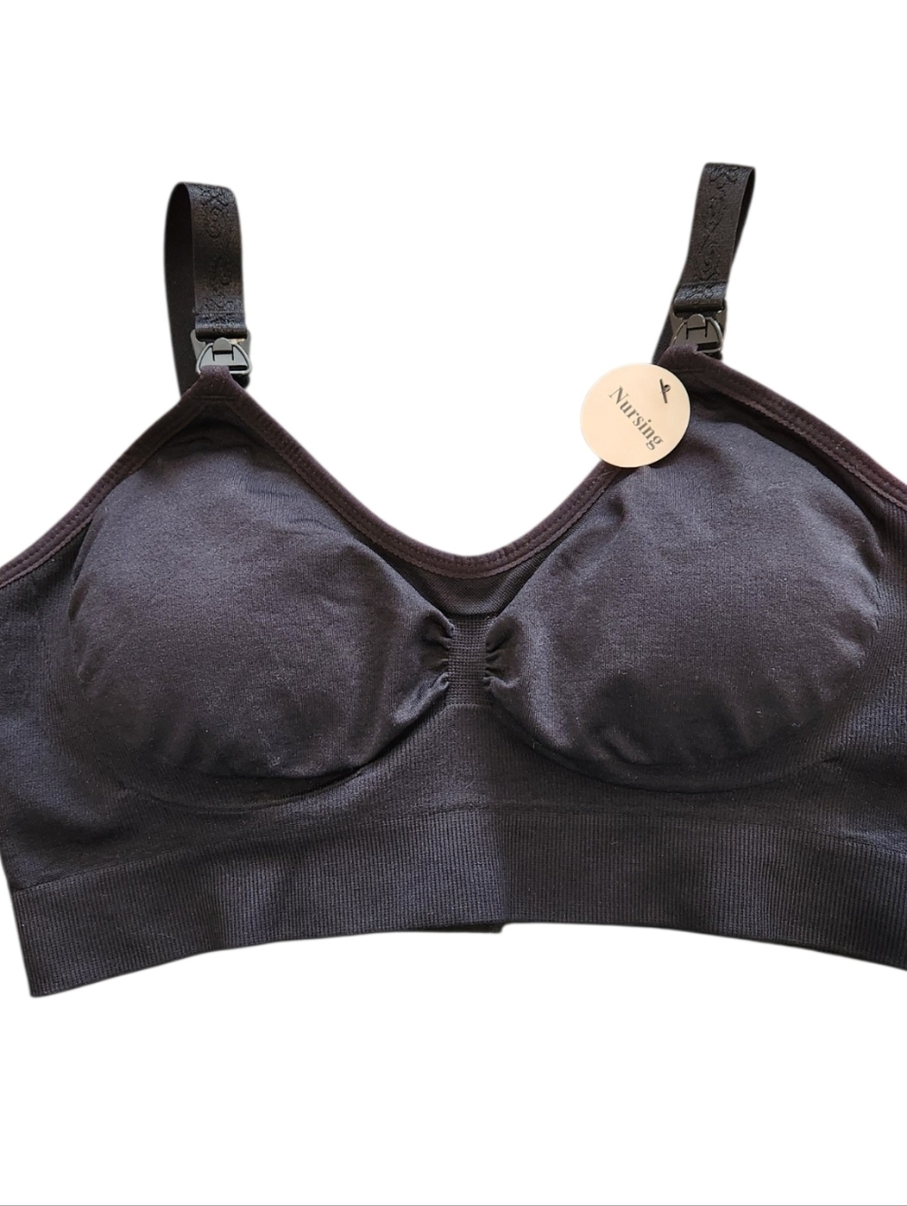 NWT Kathy Maternity Nursing Bra Black One Size Ultra Soft Seamless Knit Comfort
